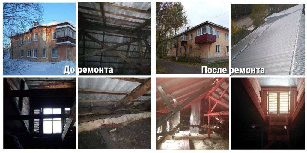 Капитальный ремонт крыши дома на улице Советская 4, город Печора. Фото МинЖКХ Коми