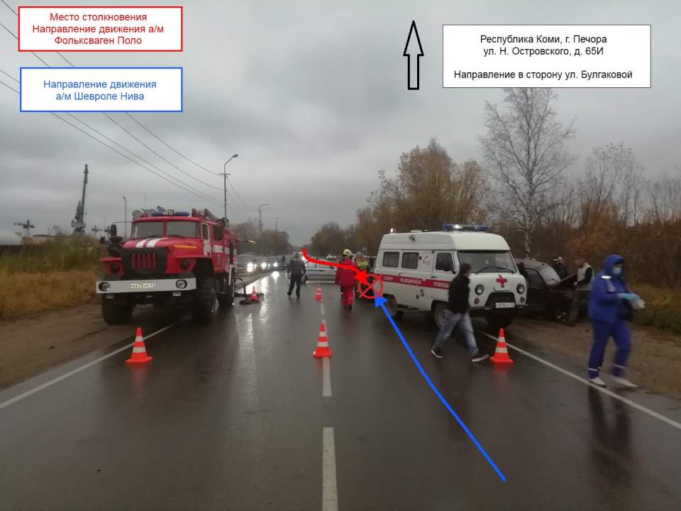 Смертельное ДТП в Печоре. на ул. Островского. Фото УГИБДД по Коми